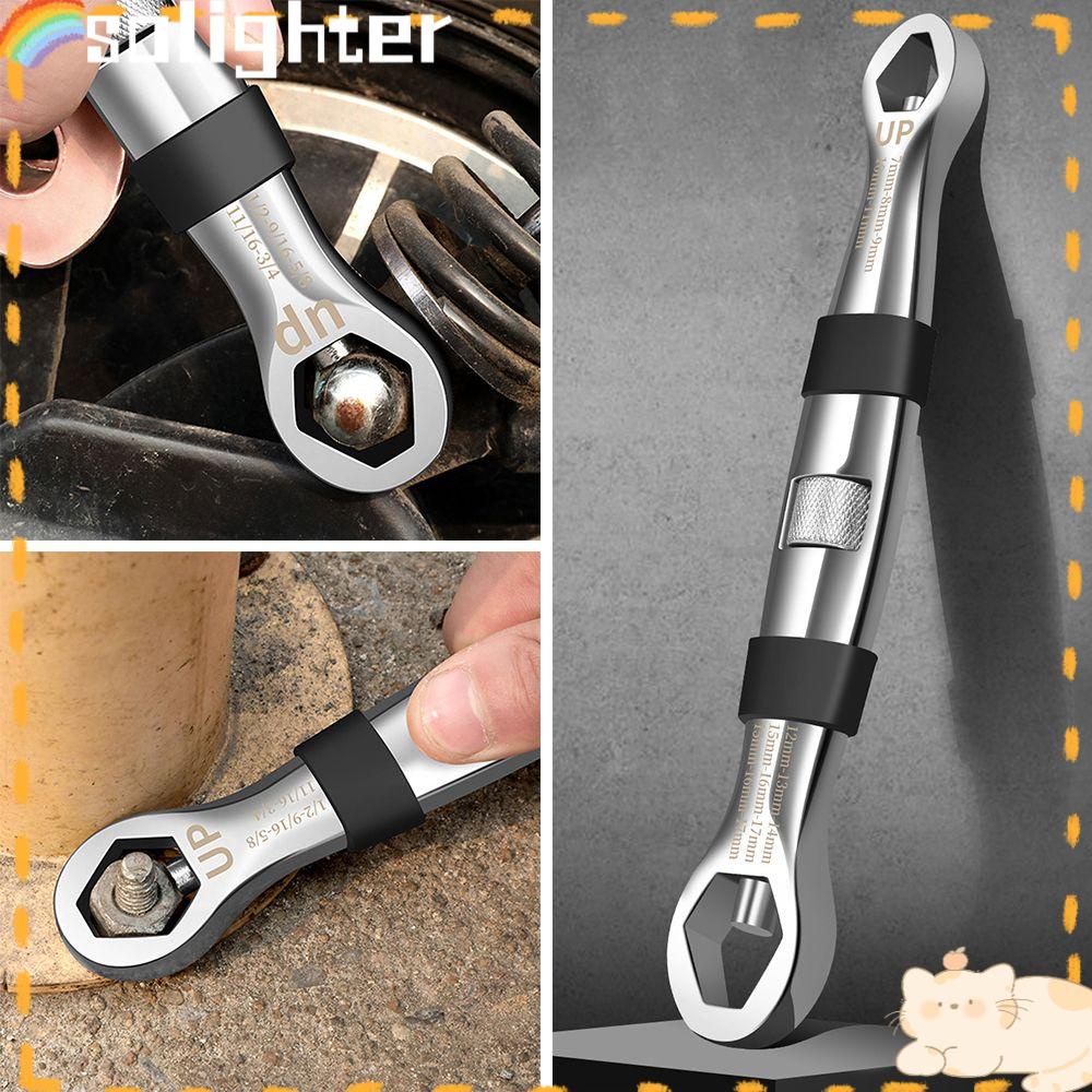 Solighter Ratchet Wrench Rumah Adjustable Kamar Mandi Perbaikan Set Kunci Pipa Perbaikan Mobil Memperbaiki Tubing Wrenchs