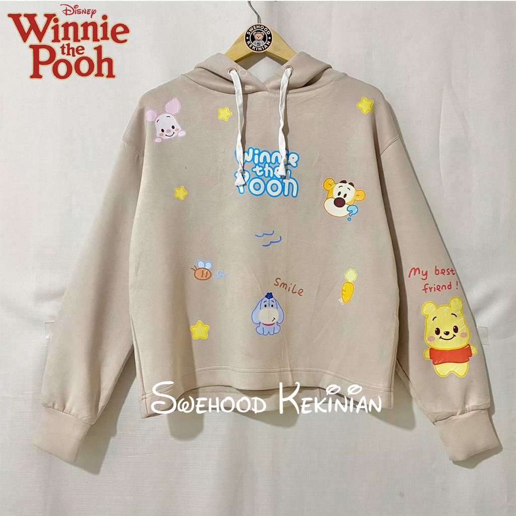 SMILE BEST FRIEND POOH Sweater Crewneck Outfit sweatshirt Ootd Baju Atasan Wanita Kekinian Oversize Sweeter Korean Style Switer Cewek Remaja Sweter Bahan Fleece Premium LD 110 PB 65