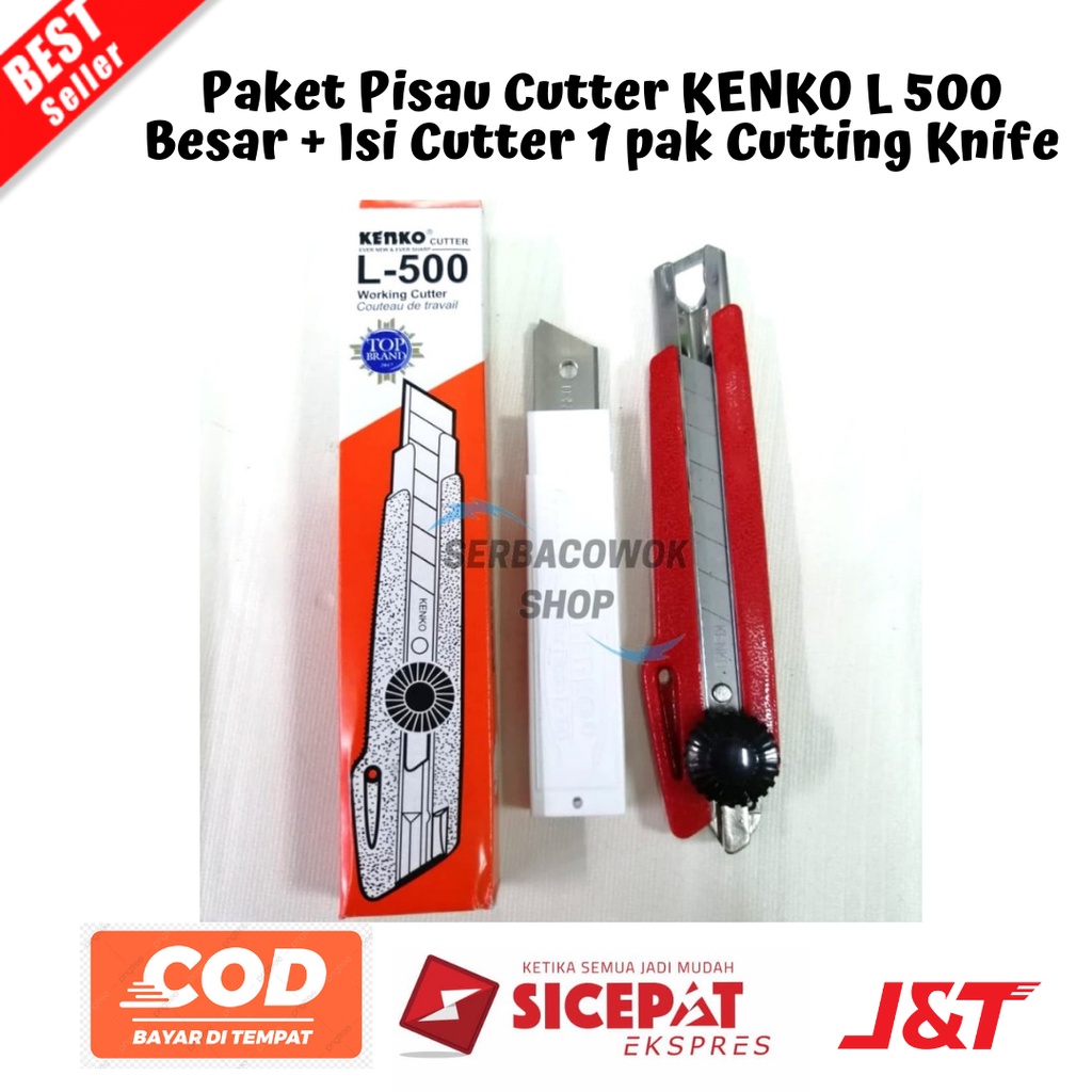 

[BAYAR DI TEMPAT] Paket Pisau Cutter KENKO L 500 Besar + Isi Cutter 1 pak Cutting Knife