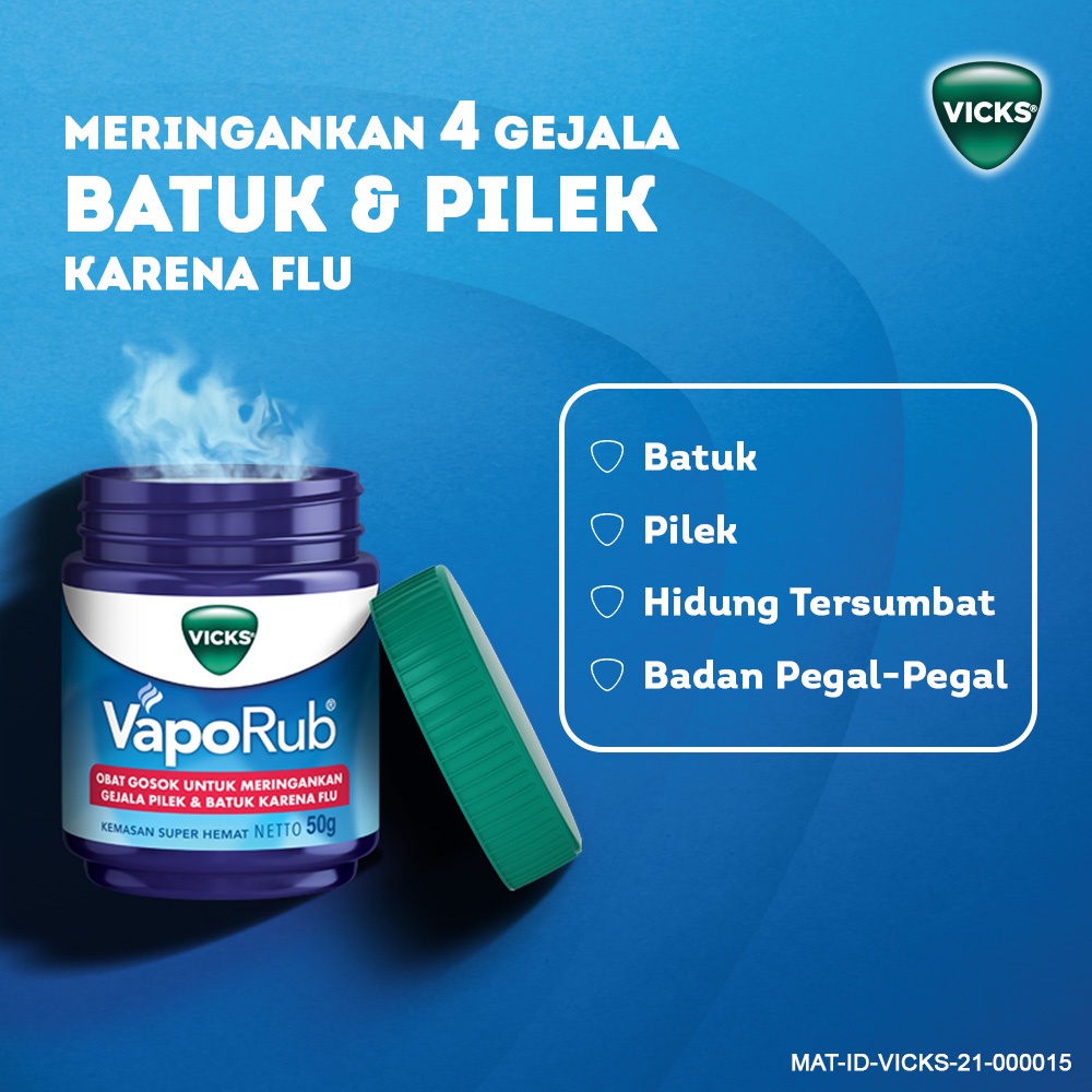 VICKS VAPORUB BALSEM [ 10 G ] OBAT GOSOK MINYAK EUCALYPTUS MENTHOL CAMPHOR MERINGANKAN GEJALA MASUK ANGIN BATUK PILEK HIDUNG TERSUMBAT BADAN PEGAL KARENA FLU BALSAM