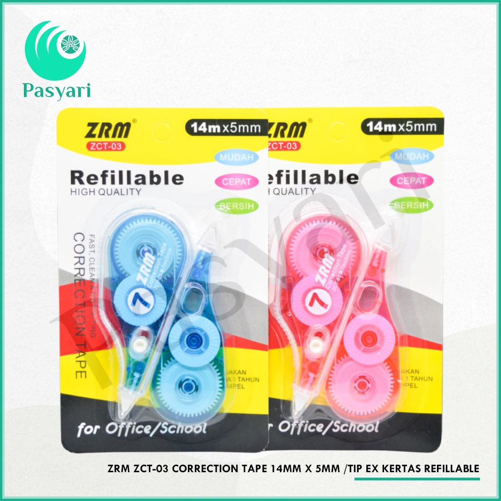 

Zrm ZCT-03 Correction Tape 14mm x 5mm /Tip ex Kertas Refillable
