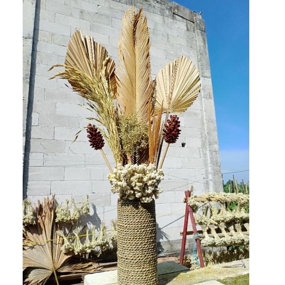 Di⚡kon   PAKET LENGKAP MURAH DAUN PALEM KERING-SIKAS-CANTEL-BUNGA RUSTIC AESTHETIC-DEKORASI RUSTIC-B