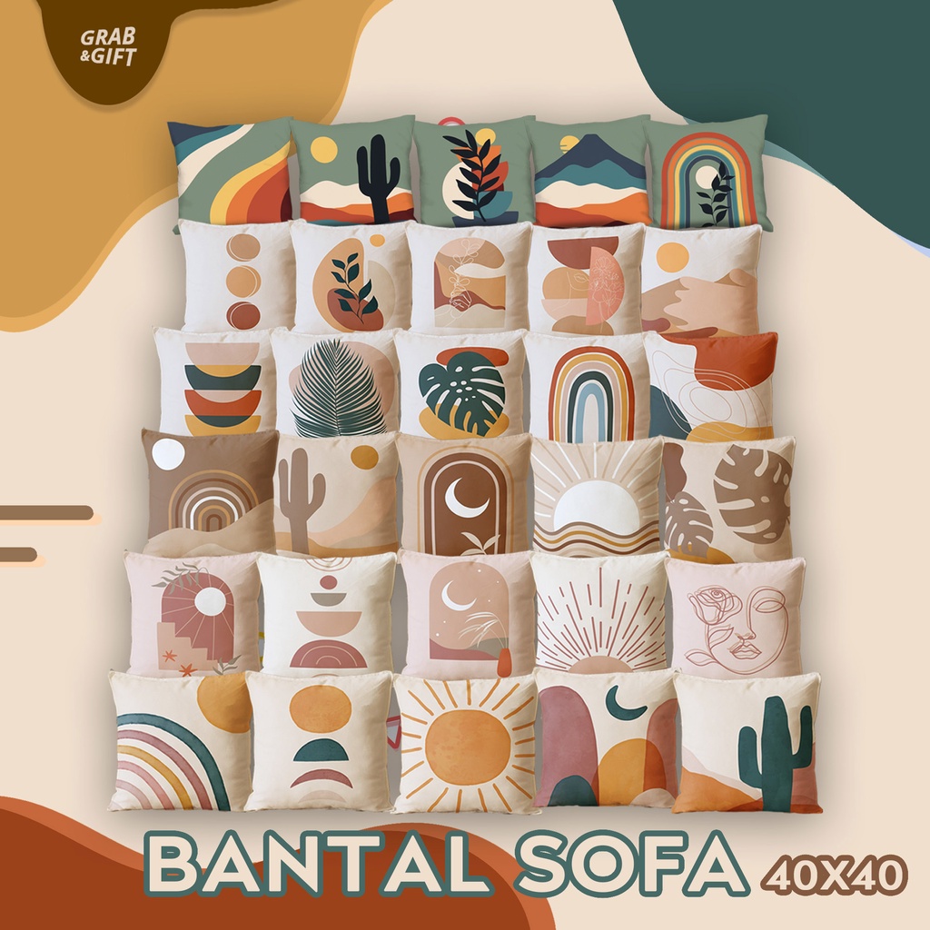 Bantal Sofa Motif Boho Aesthetic 40x40cm Minimalis Estetik Scandinavian Mediteranian Grabandgift