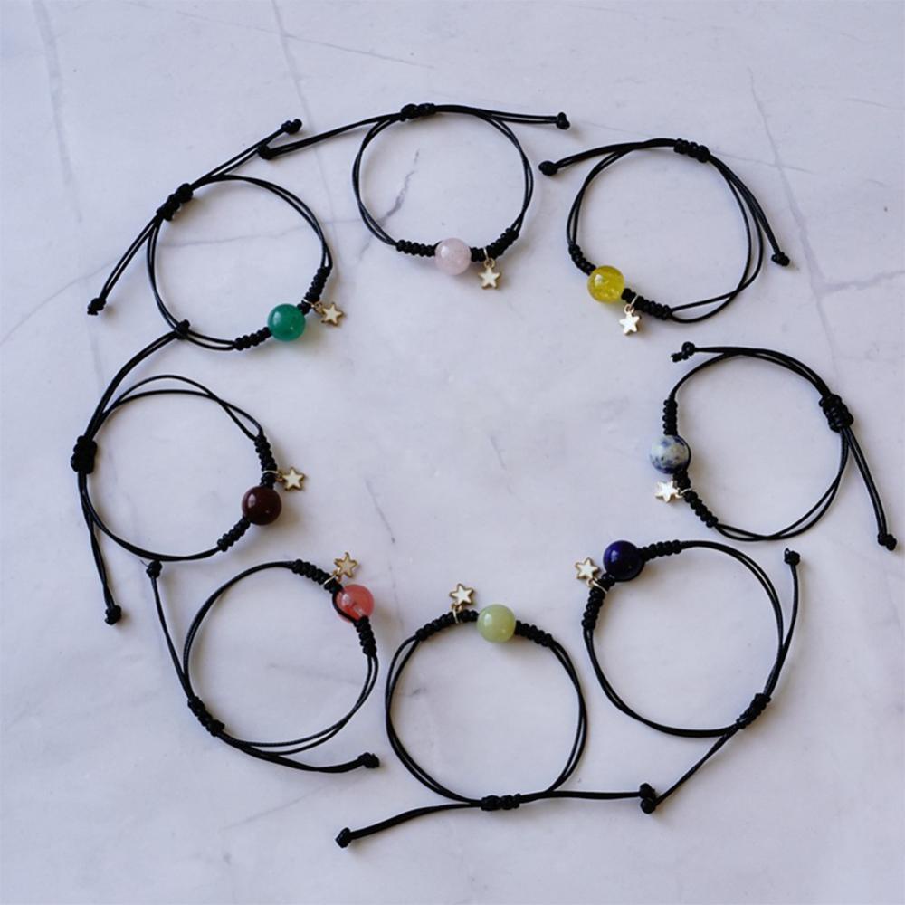 Timekey Dua Belas Rasi Bintang Gelang Batu Beruntung Fashion Serbaguna Anyaman Gelang Perhiasan Hadiah Untuk Wanita Pria B1R7