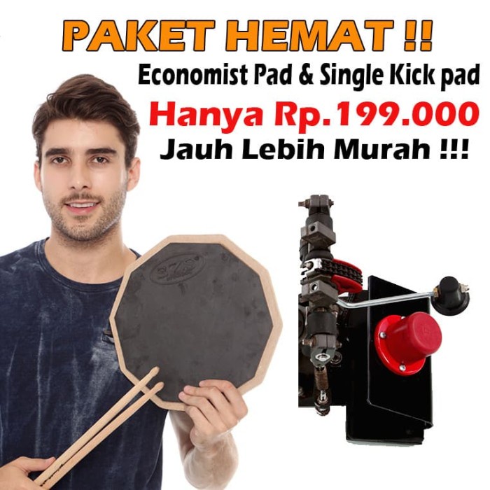 Murah Paket Hemat Szs Kick Pad Single & Drum Pad Economist