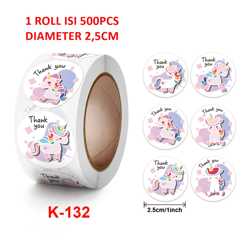 Khatinstore Sticker Thankyou 1Roll (500pcs) Label Segel Order Packing Motif Bunga Love Serbaguna - SLK01