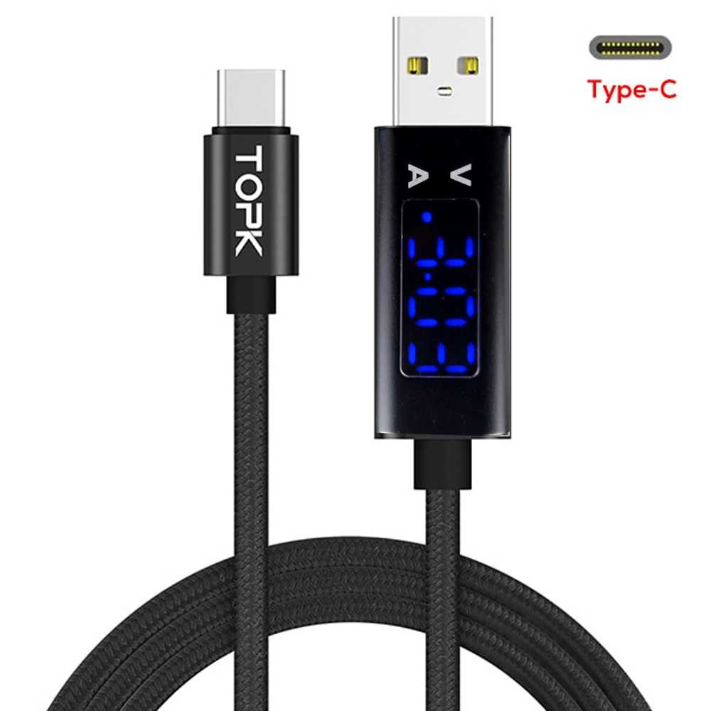 TOPK Kabel Charger USB Type C 3A 1.2M with Voltage Meter - CS0129