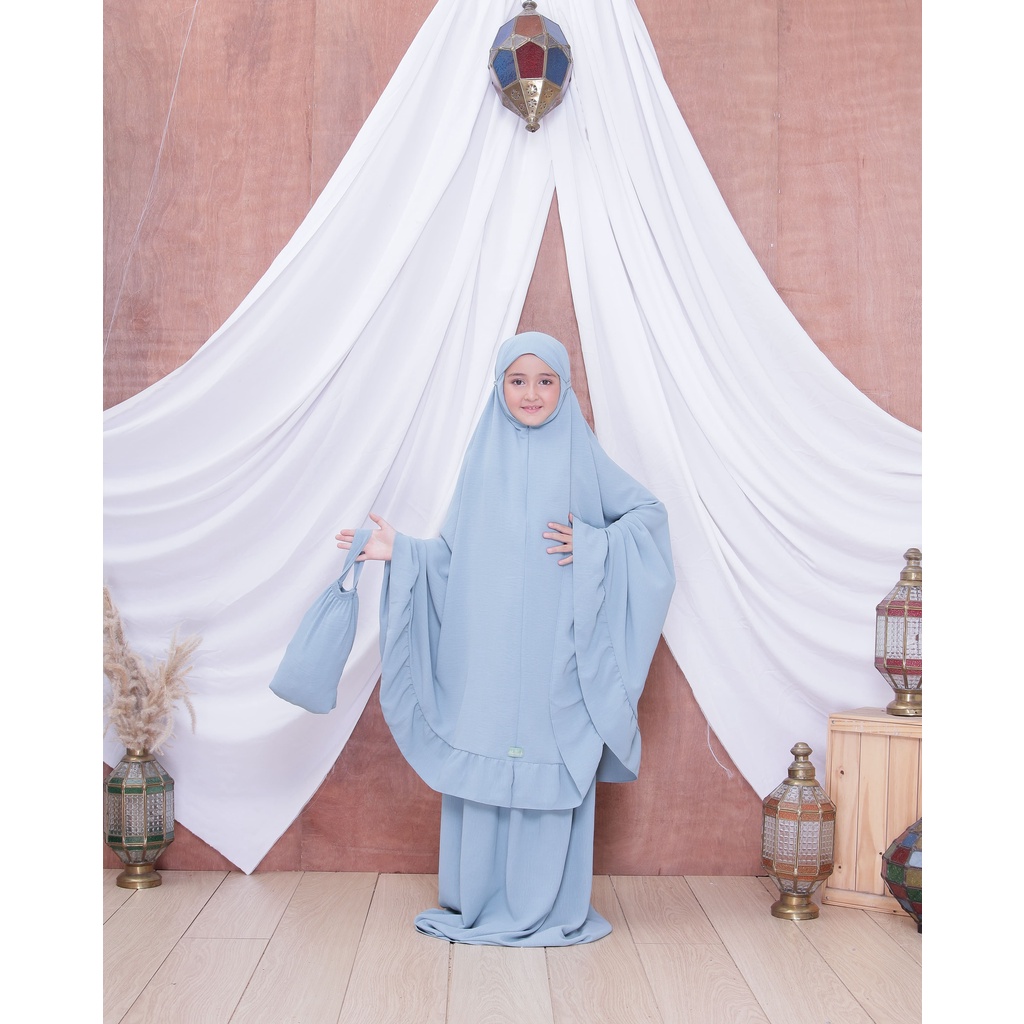 Mukena anak cipung 2in1 airflow cringkle kisaran 5,6,7,8,9,10,11,12,1,3,14 tahun