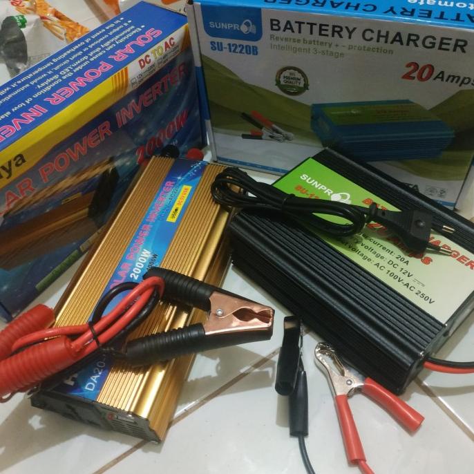 POWER INVERTER 2000 WATT PLUS BATTERY CHARGER 20A AMPERE 1 PAKET