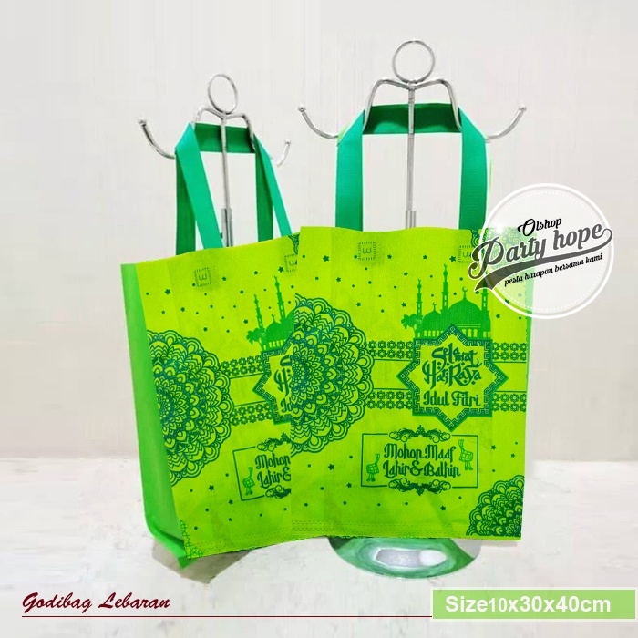 

Tas tenteng hijau / tas souvenir lebaran / goodie bag idul fitri / lebaran / kantong snack