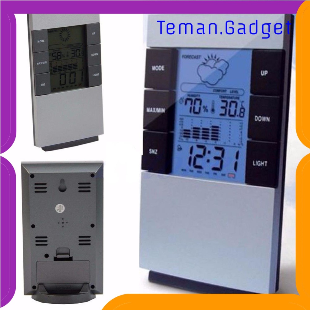 TG-PJM Weather Station Humidity Temperature Alarm Desk Clock Jam Alarm - 3210
