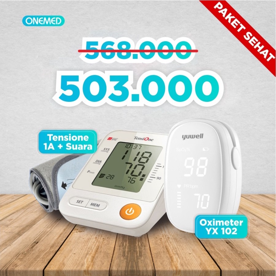 [PAKET SEHAT] Tensimeter Digital TensiOne Suara &amp; Oximeter YX 102 OJ