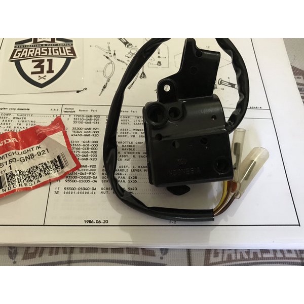 Switch Light Holder Saklar Kanan Honda Astrea Star Astrea Prima Engkel Original