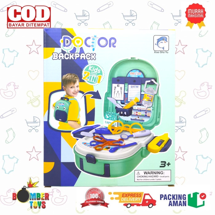 MAINAN ANAK DOCTOR BACKPACK TAS ALAT DOKTER SET HARDCASE KADO 2 in 1