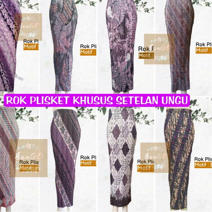 Diskon sekarang 0r5Qf (BunGO) Rok Plisket Batik Setelan Ungu Lilac - Rok Purple - Bawahan Kebaya - R