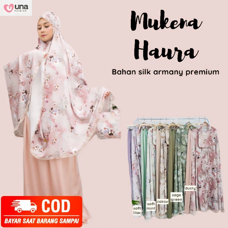 UNA FASHION MUKENA WANITA RESLETING DAGU ( 2 MODEL PONCO DAN BIASA ) BAHAN SILK ARMANY PREMIUM BERMA