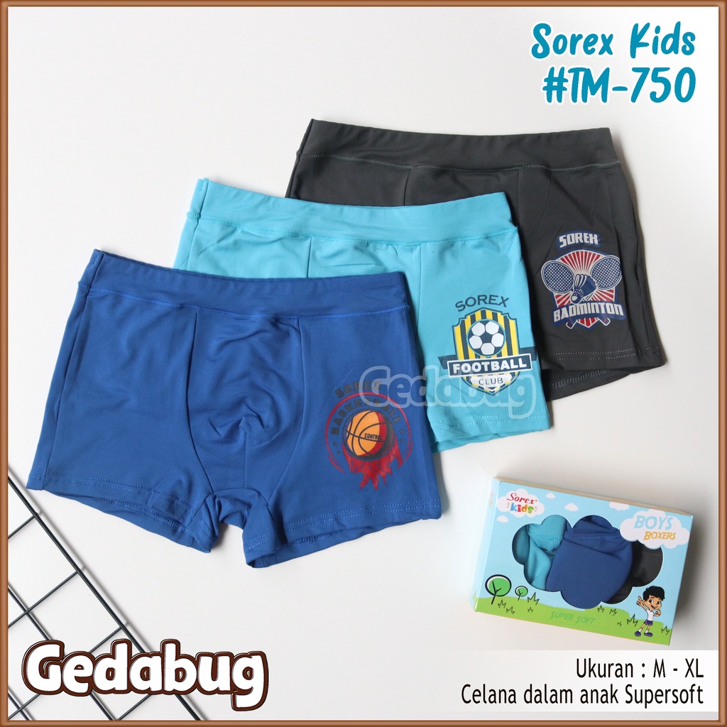 CD Boxer Anak Sorex TM-750 | Celana dalam anak motif Boy | Gedabug