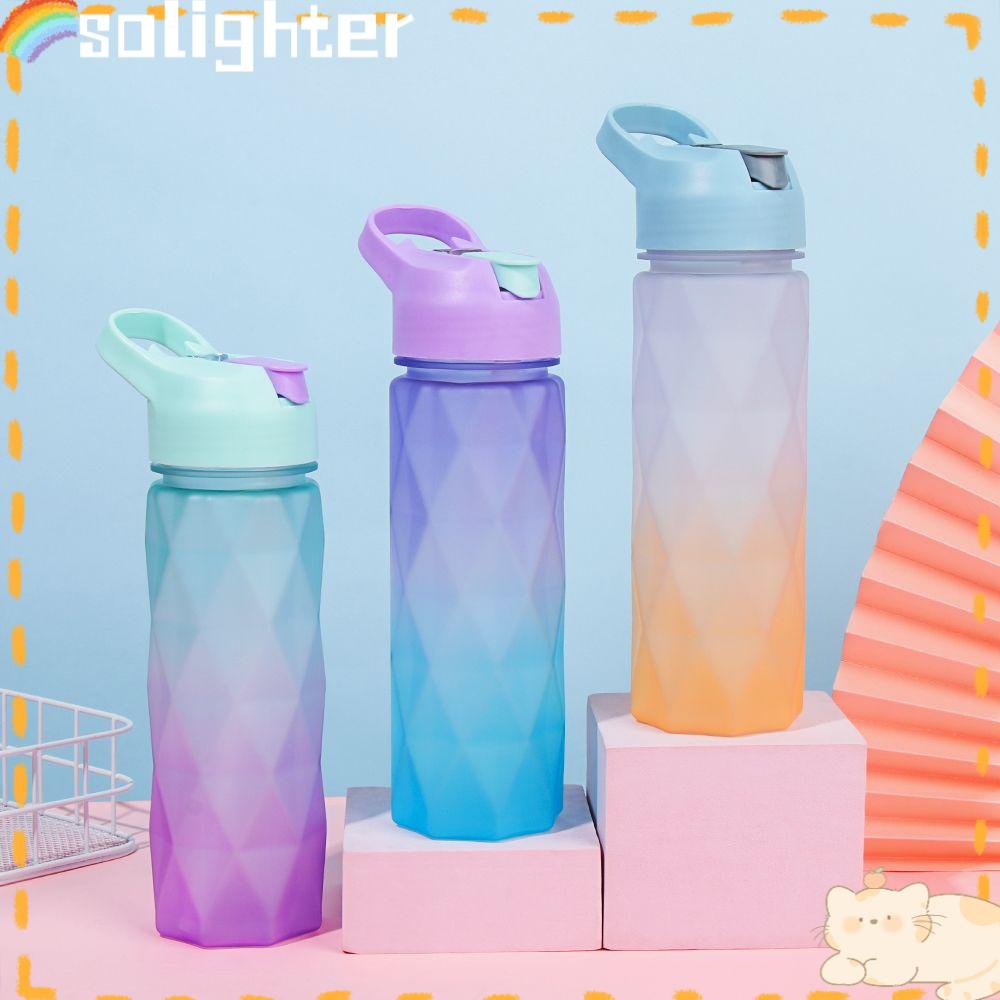 Solighter 600ml Botol Air Minum Outdoor Pelangi Gradasi Anti Bocor Water Jugs