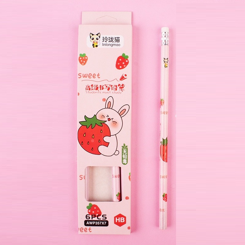 6pcs Pensil Pencil Kotak HB Motif Buah Buahan OSM-ST0217