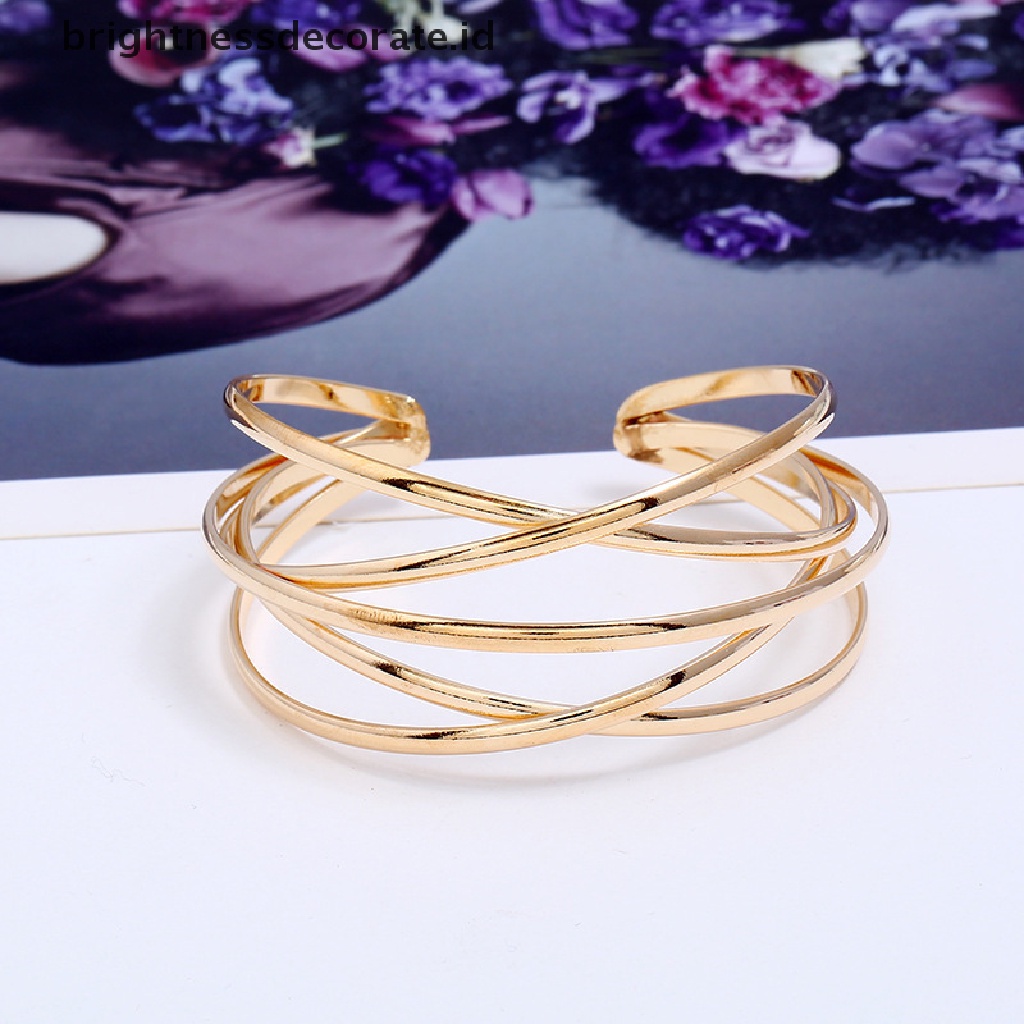 [Birth] Grosir Gelang Vintage Punk Multilayer Geometri Hollow Open Cuff Bangle [ID]