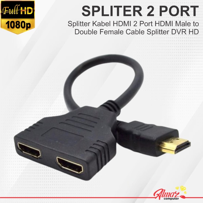 Splitter Kabel HDMI 2 Port HDMI Male to Double Female Cable Splitter DVR HD