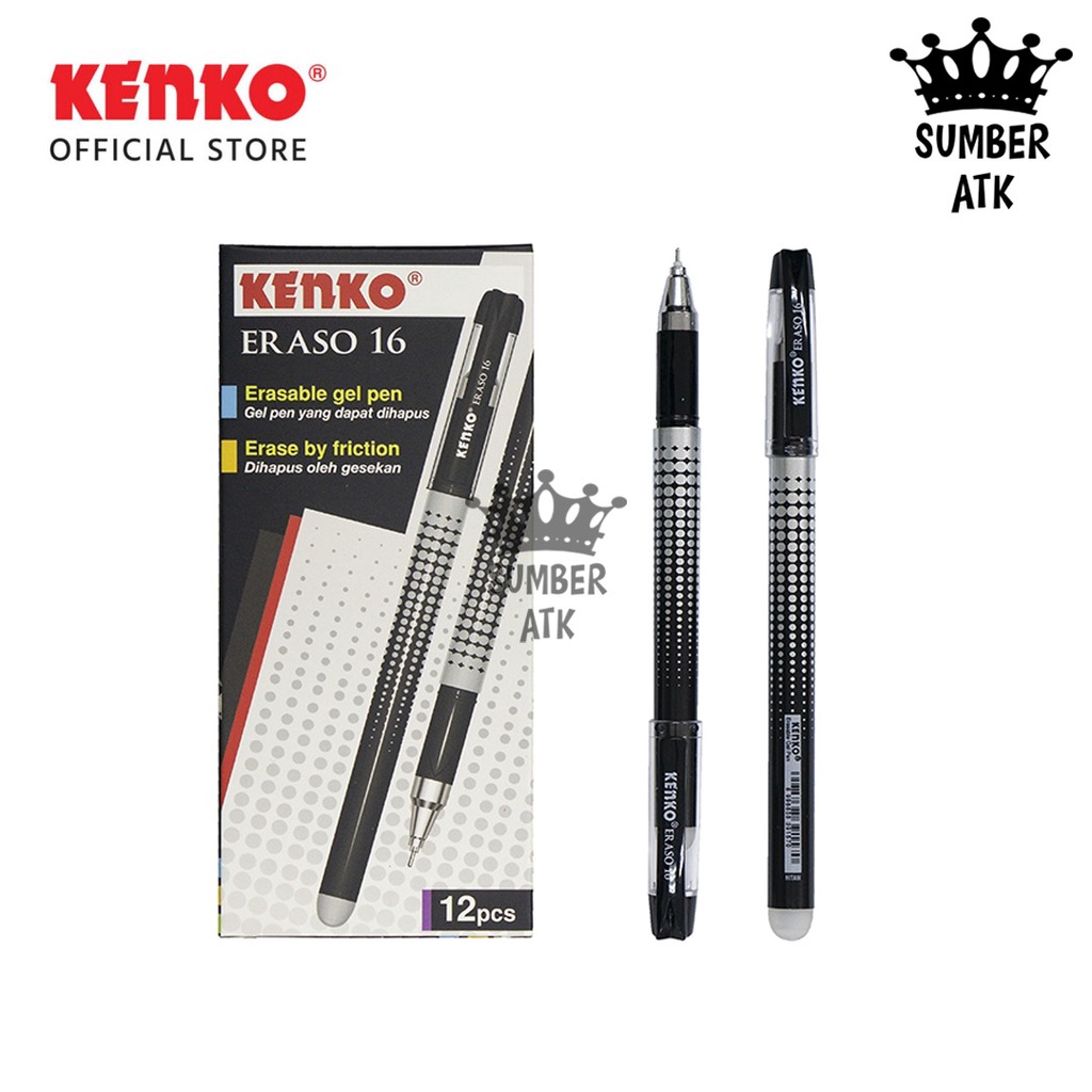 

Gel Pen Erasable ERASO 16 Black 0.5MM Pulpen Bisa Dihapus