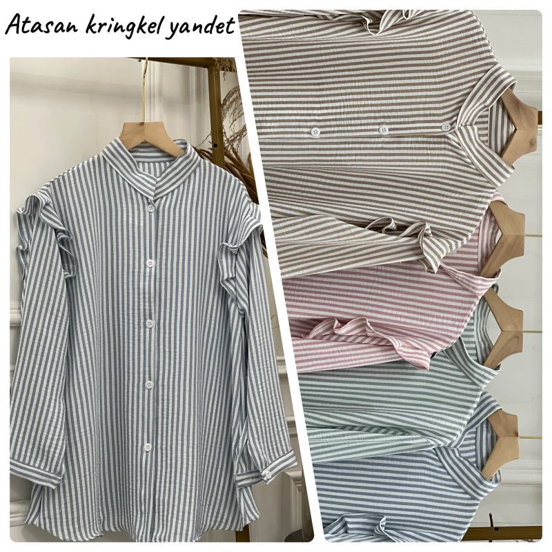 kemeja salur rempel bahu