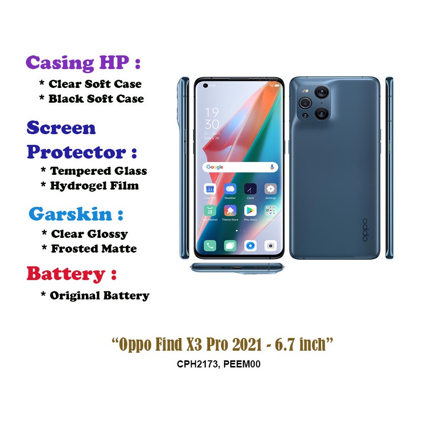Oppo Find X3 Pro 2021 - 6.7 inch - Case - Screen Protector - Battery - Dll