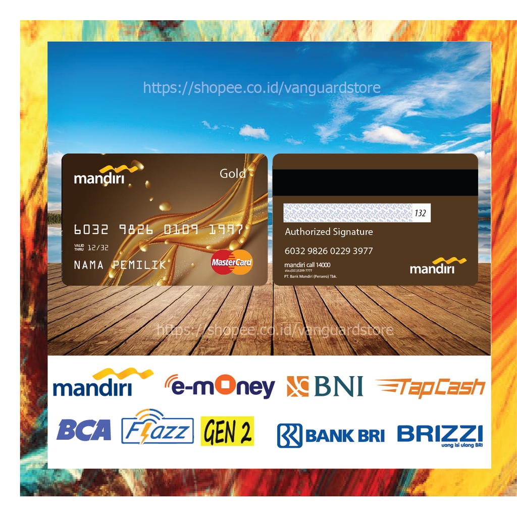 KARTU E MONEY E TOLL KARTU MANDIRI GOLD MASTERCARD COKLAT DEBIT CREDIT EMONEY MANDIRI FLAZZ BCA BNI TAPCASH BRIZZI BRI - 2 SISI