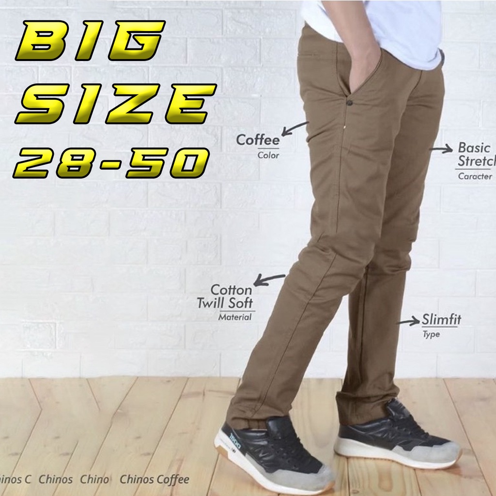 Produk ori baru Celana Chino Panjang Pria Jumbo Big Size Bahan Melar Elastic Original Reguler Fit Distro Premium