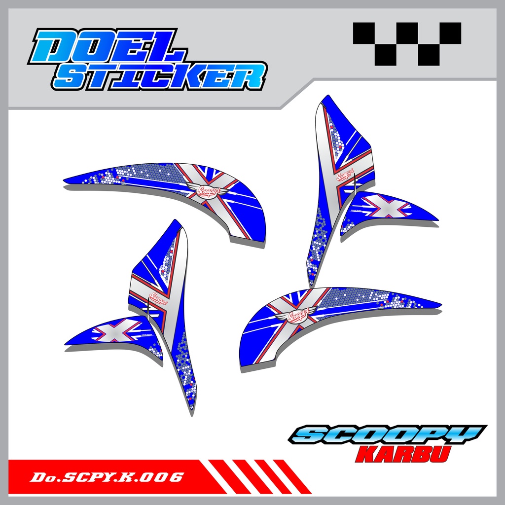 Sticker Striping Honda SCOOPY Karbu Tahun 2010-2013 List Variasi Hologram , Crome Doel 006