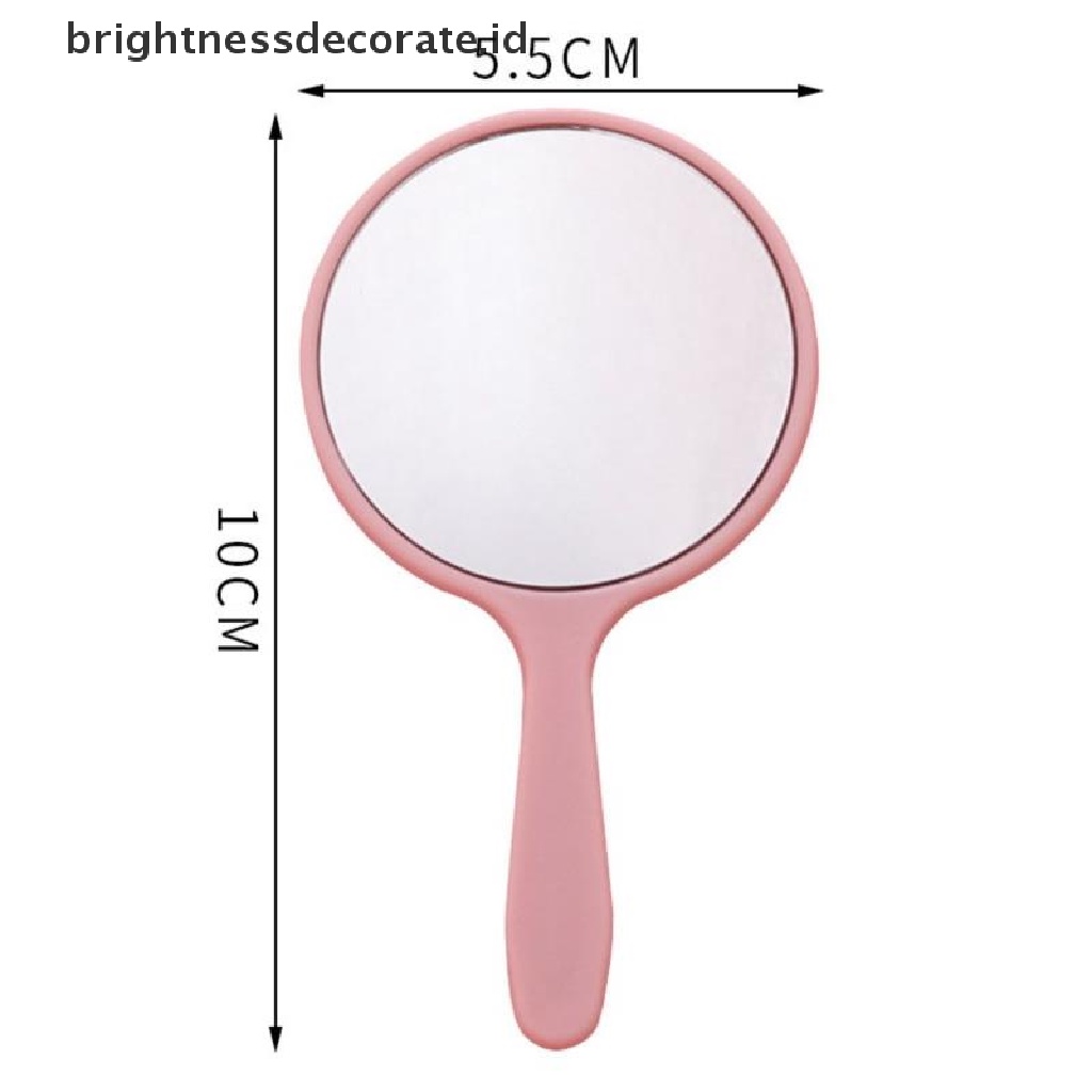 [Birth] Cermin Rias Genggam Bulat Vanity Mirror Dengan Handle Hand Mirror Kosmetik [ID]