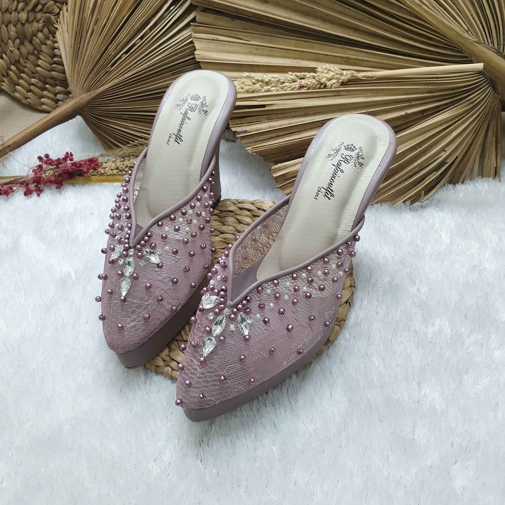 Sepatu wedding pesta cantik Meera mauve hak tinggi 10cm