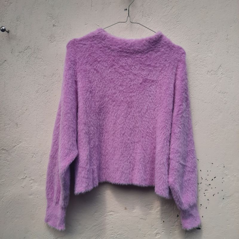 Lilac Oversized Fuzzy Sweater Bulu