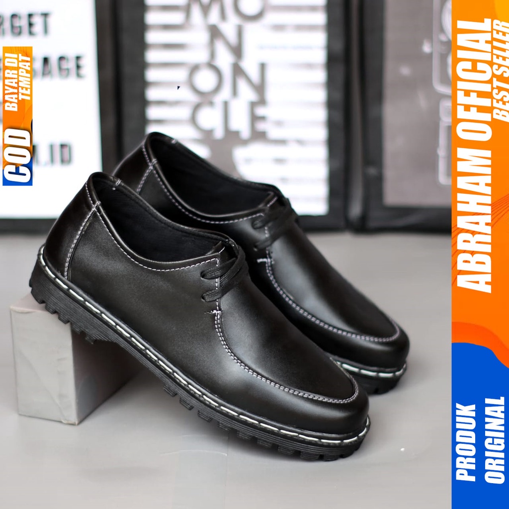 ABRAHAM Sepatu Loafers Penny Pantofel Docmart Formal Hitam Pria SMILE