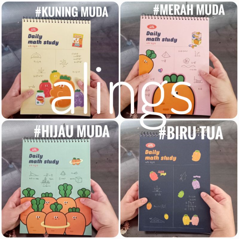 

Daily Math Study Half Ruled Spiral Notebook Buku Tulis Catatan Gambar Pola Halaman Garis Tengah