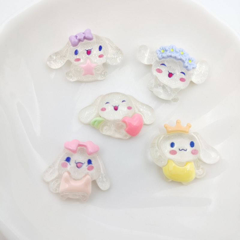 ( 5 PCS) RESIN CINNAMOROL BENING BLING BLING / RESIIN SANRIO CINNAMOROLL TRANSPARANT GLITER