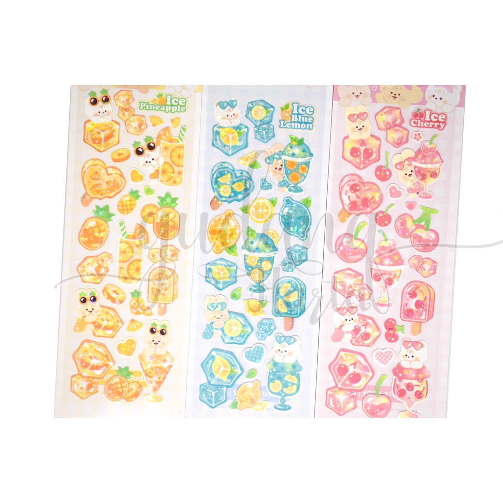 Stiker Shimerring Fruit Juice Sticker Motif Buah Cherry Lemon Pineapple DIY Scrapbook GH 303392