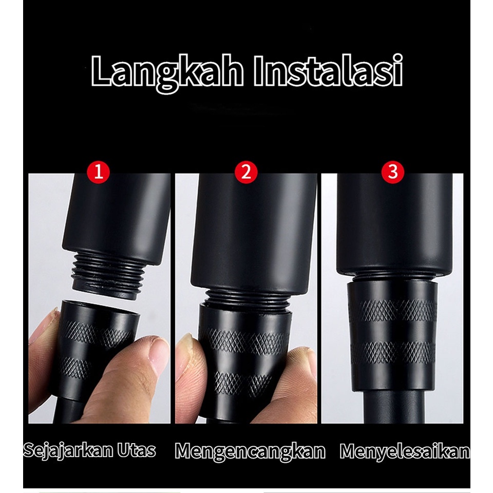 【COD】Kamar Mandi Hitam Kepala Shower Kamar Mandi 5 Adjustable Shower 1 SET(3PCS)