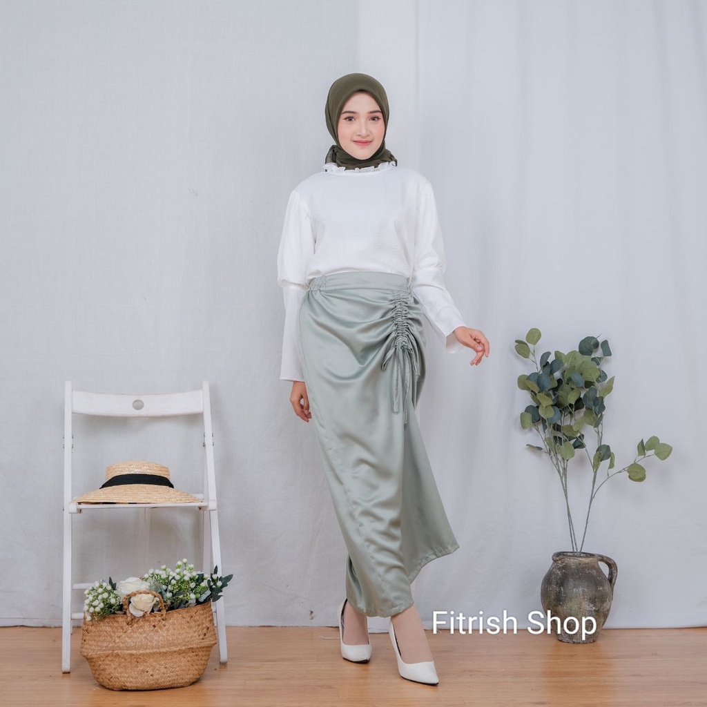 ROK SERUT SATIN /SHASHA SKIRT /ROK SERUT POLOS/ BISA REQUEST PANJANG