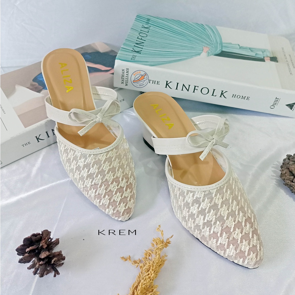 SANDAL WANITA 5CM  HEELS CHUNKY MOTIF BRUKAT TERBARU