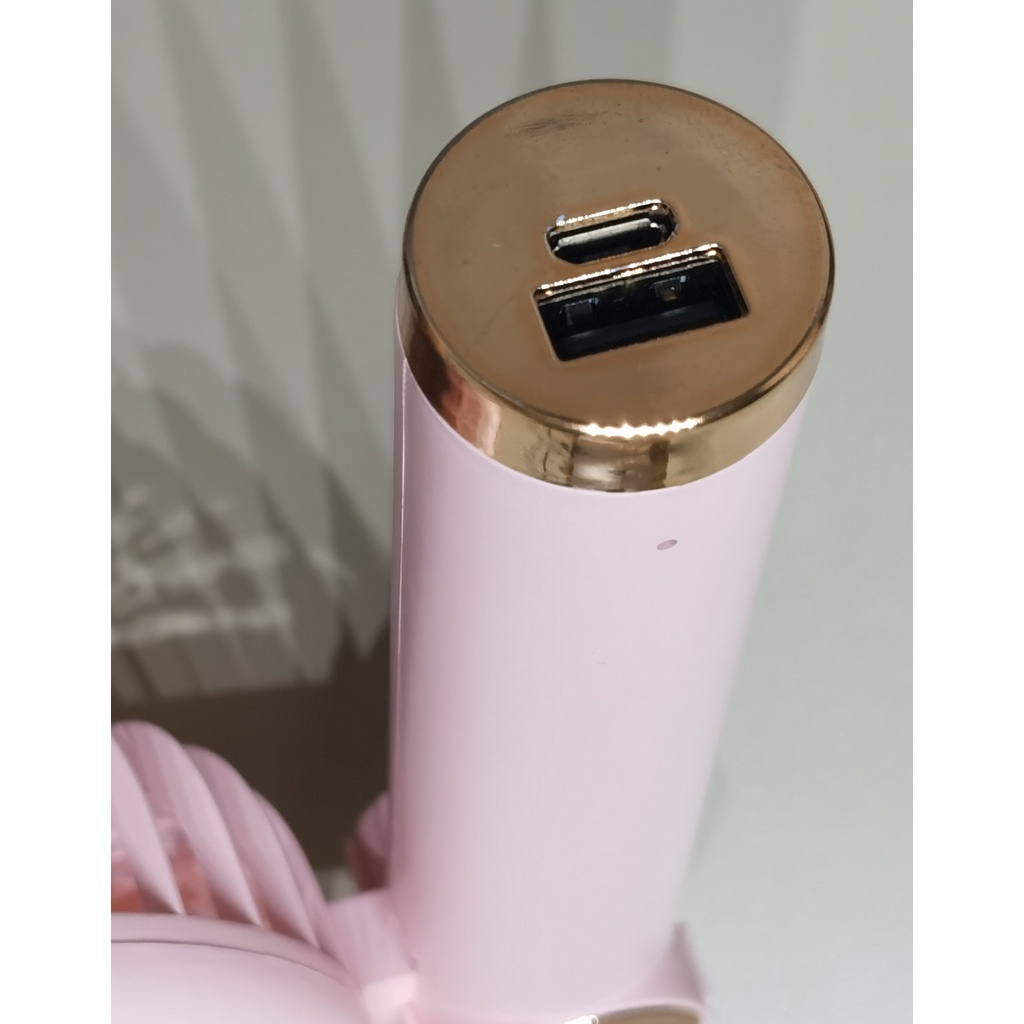 Kipas  Angin Mini Fan Portable 2000mAh usb Mini Fan Tangan Lipat Meja Foldable Mini Fan Model wt-f31 warna putih dan pink