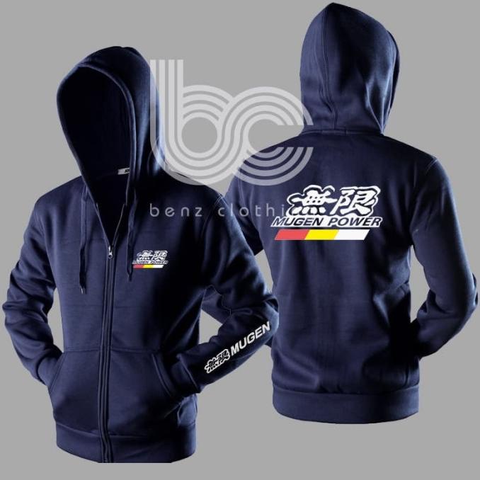 Jaket Hoodie Sweater Mugen Racing Outerwear Pria Wanita Zipper Resleting Depan Polos Sablon Polyflek