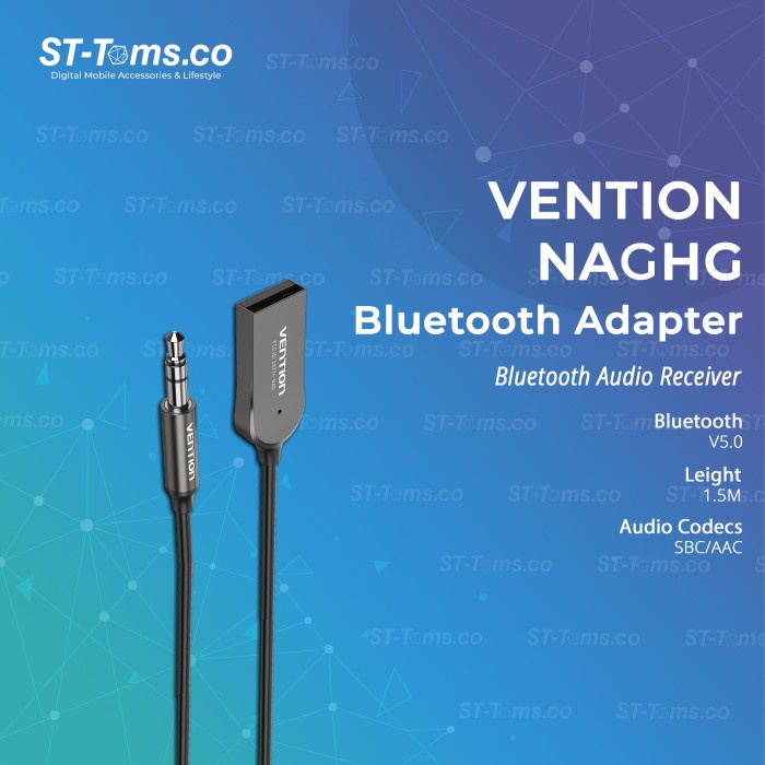 Vention Kabel Aux 3.5mm Car Bluetooth Audio Adaptor Bluetooth Mobil