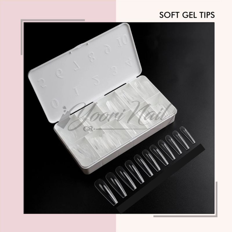 Soft gel tips box 550pcs medium coffin short stiletto medium almond toe fake nail transparant