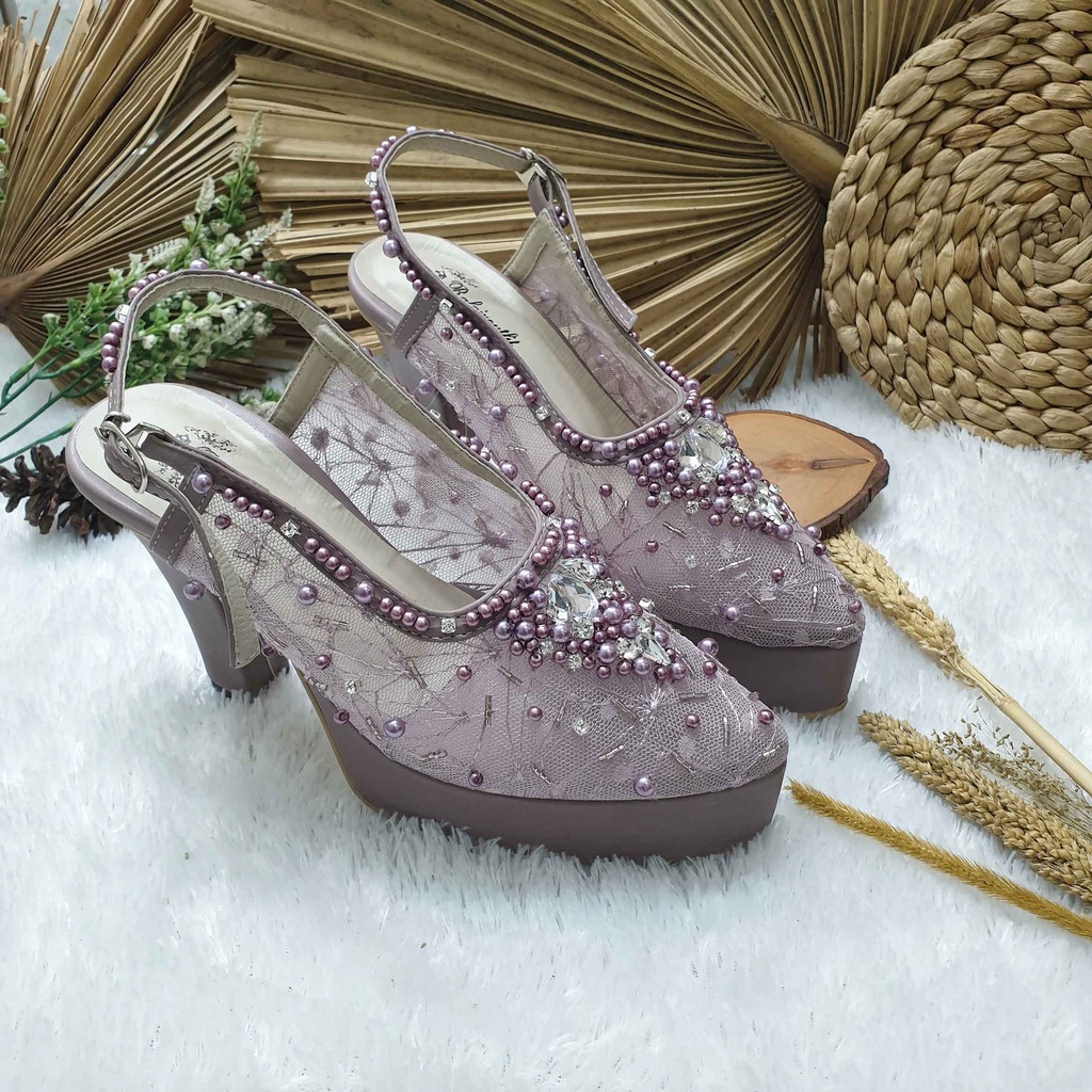 Sepatu wedding pesta cantik kiyarisa mauve 10cm tahu