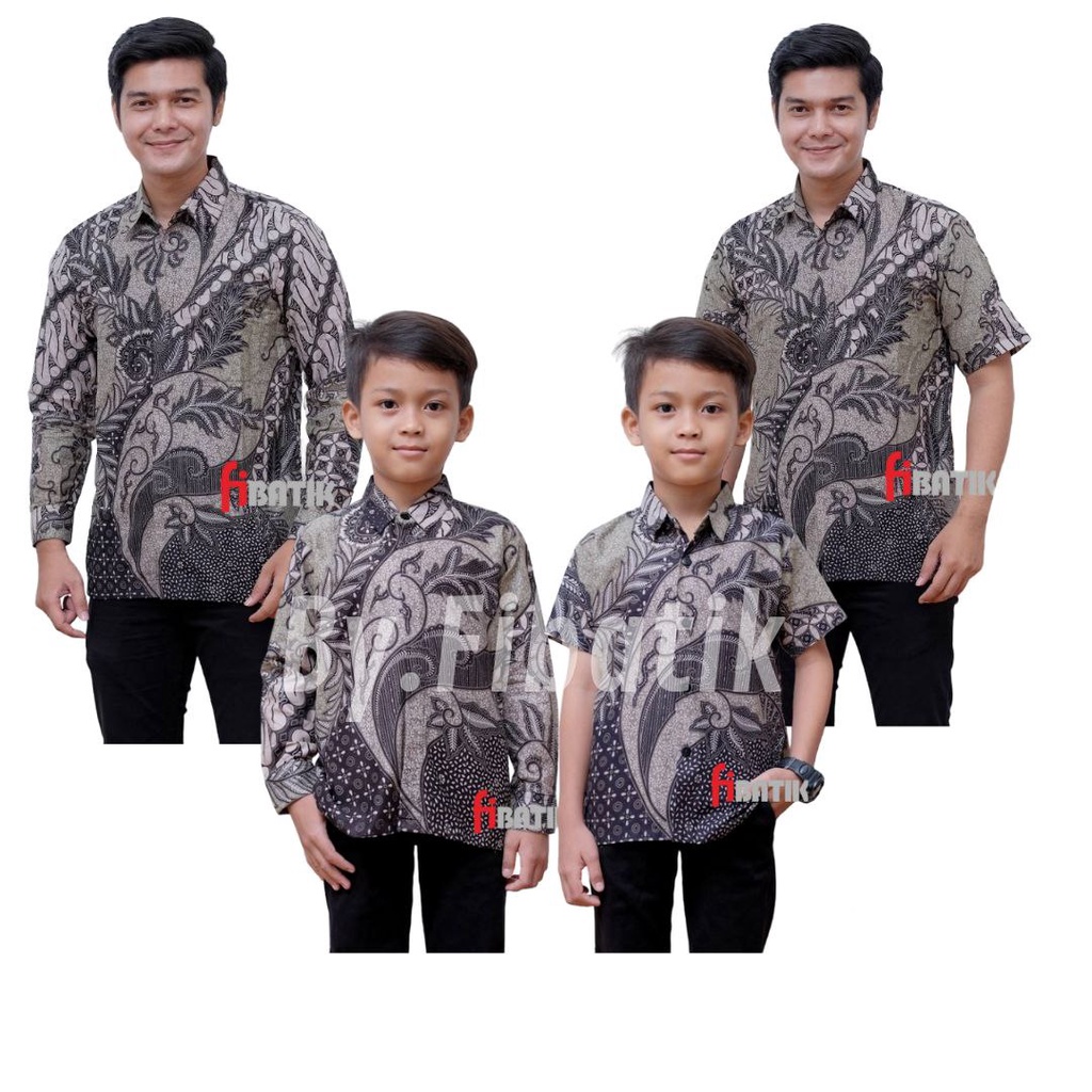 Kemeja Batik Anak Laki-laki Couple Baju Batik Ayah Anak Cowok Lengan Panjang Dan Pendek Usia 2-13 Tahun