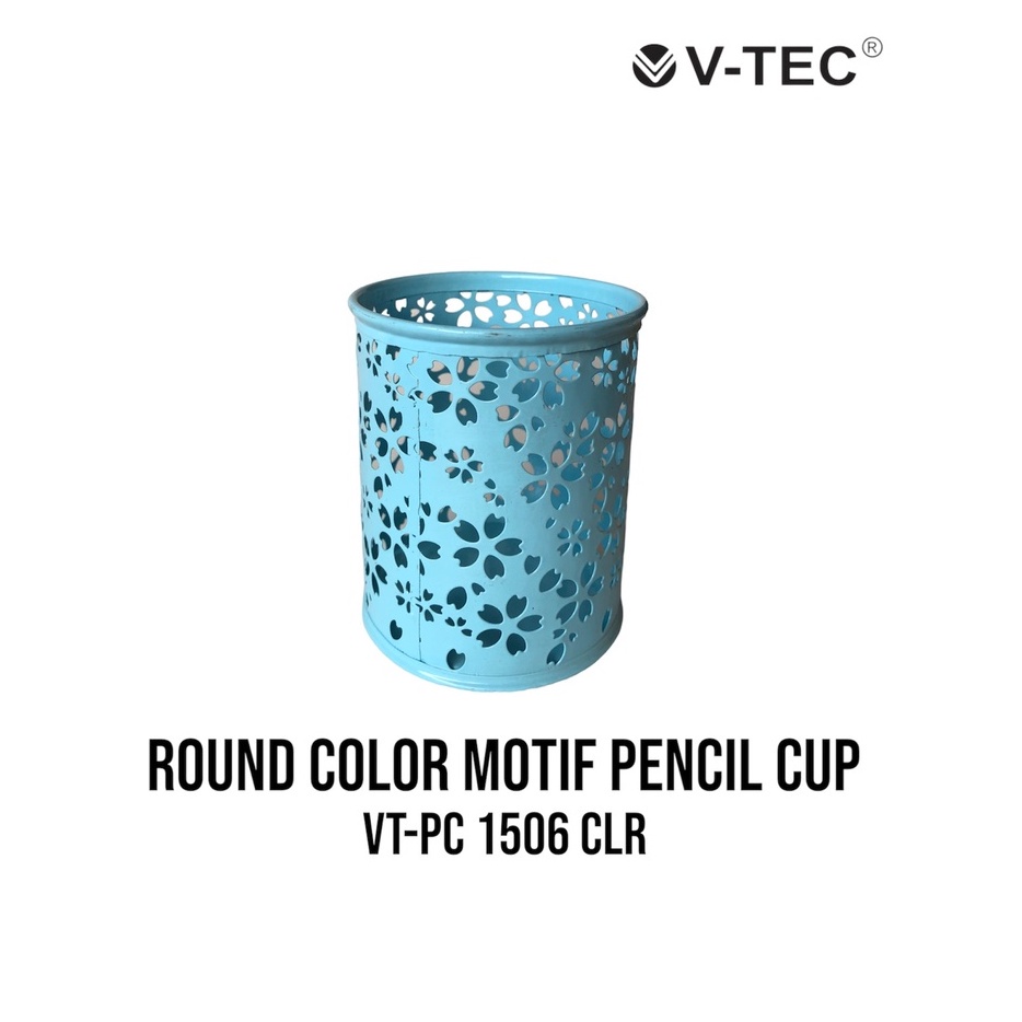 Pencil Cup Bulat Motif  V-TEC  PC-1506 Colour Desk Set Round Organizer Satuan- SHSNP