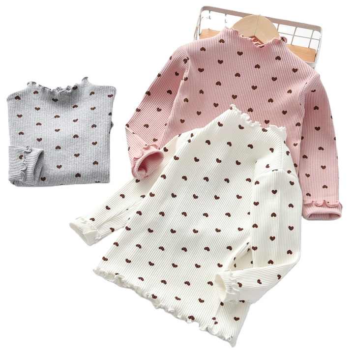 VS - TURTLE NECK ANAK MOTIF LOV RIB / ATASAN TOP ANAK PEREMPUAN USIA 1-5 TAHUN