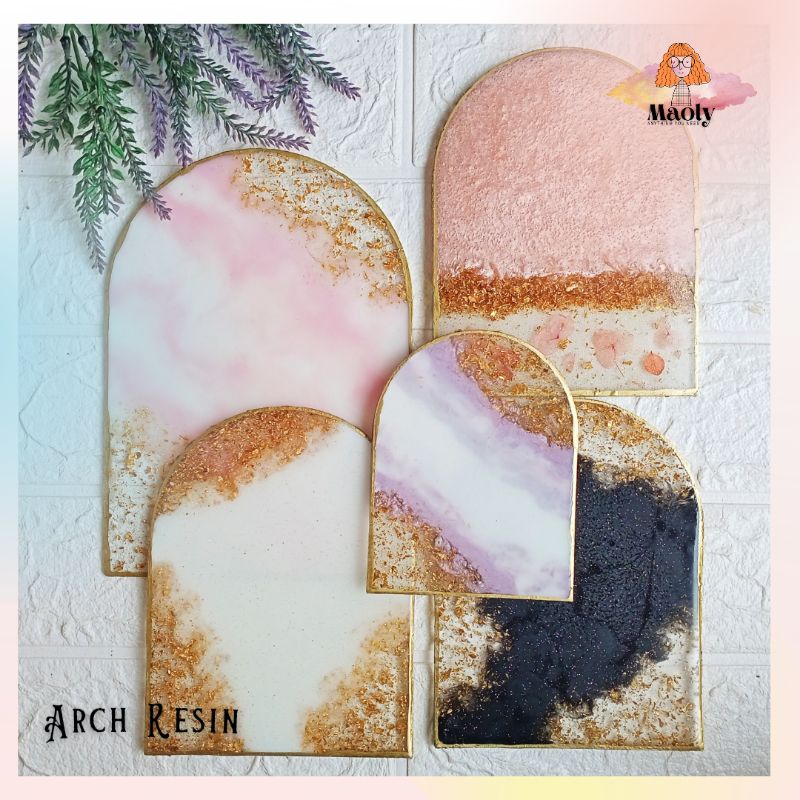 Arch Resin Kubah Oval Tetes Air Kotak Custom Aksesoris Mahar Seserahan Akrilik Plaque Plakat Stand Nama Meja Bussiness Sign Plakat